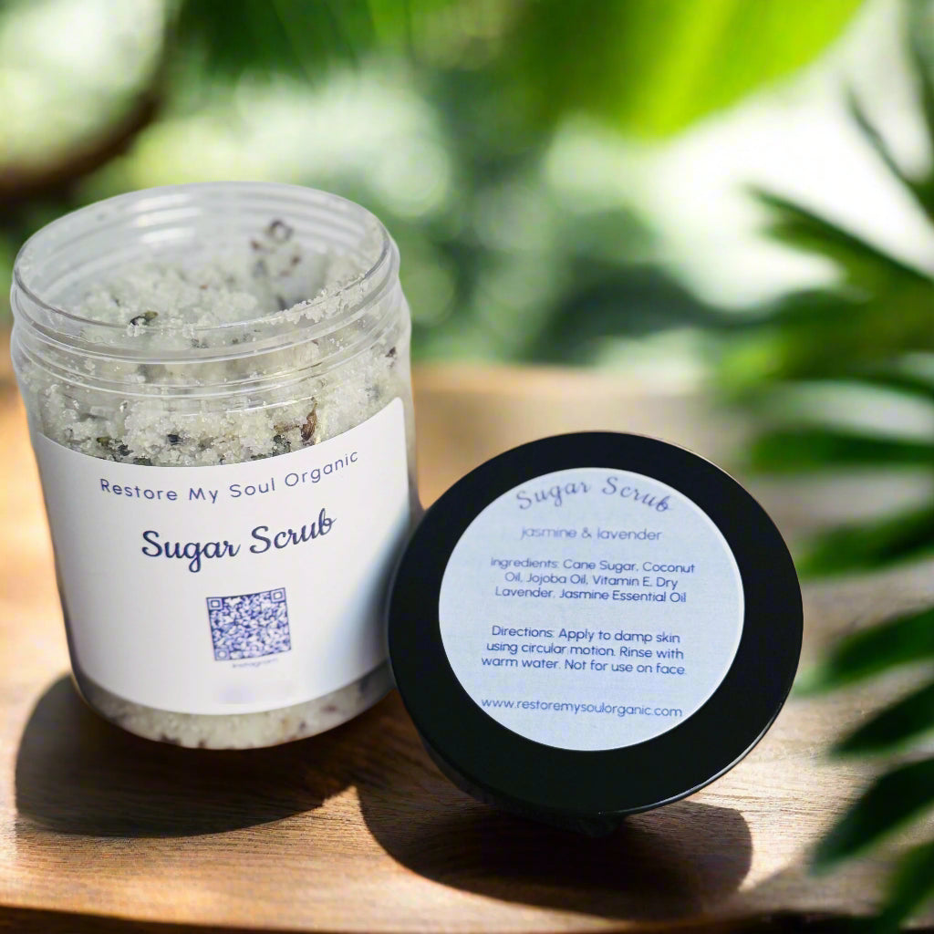 Jasmine & Lavender Sugar Scrub live product 